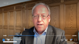 Screenshot Videointerview Pit Clausen, Vorsitzender Städtetag NRW, in WDR-Sendung "Hier und heute"