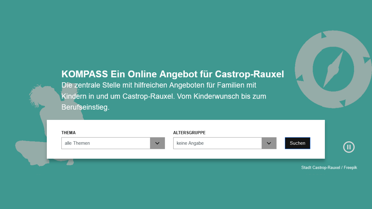 Screenshot des Online-Kompass der Stadt Castrop-Rauxel