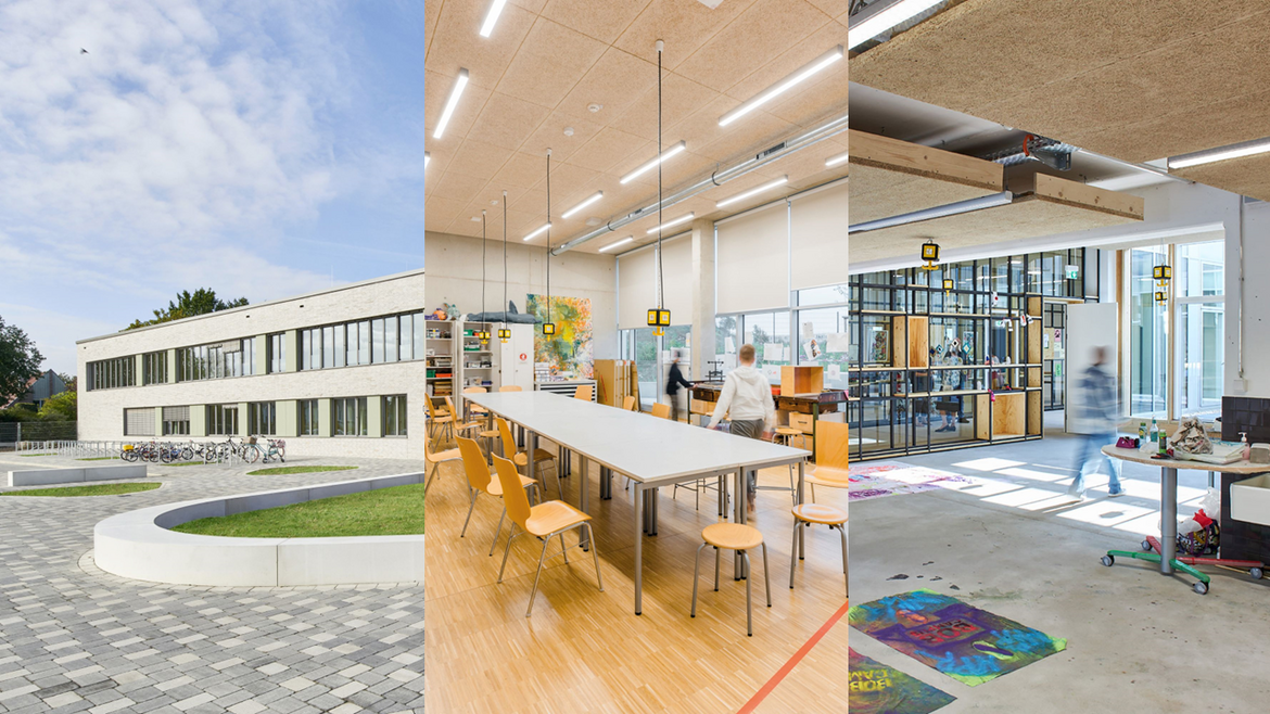 Collage der Preisträger des Schulpreises in Münster, Köln (Offene Schule) und Wuppertal