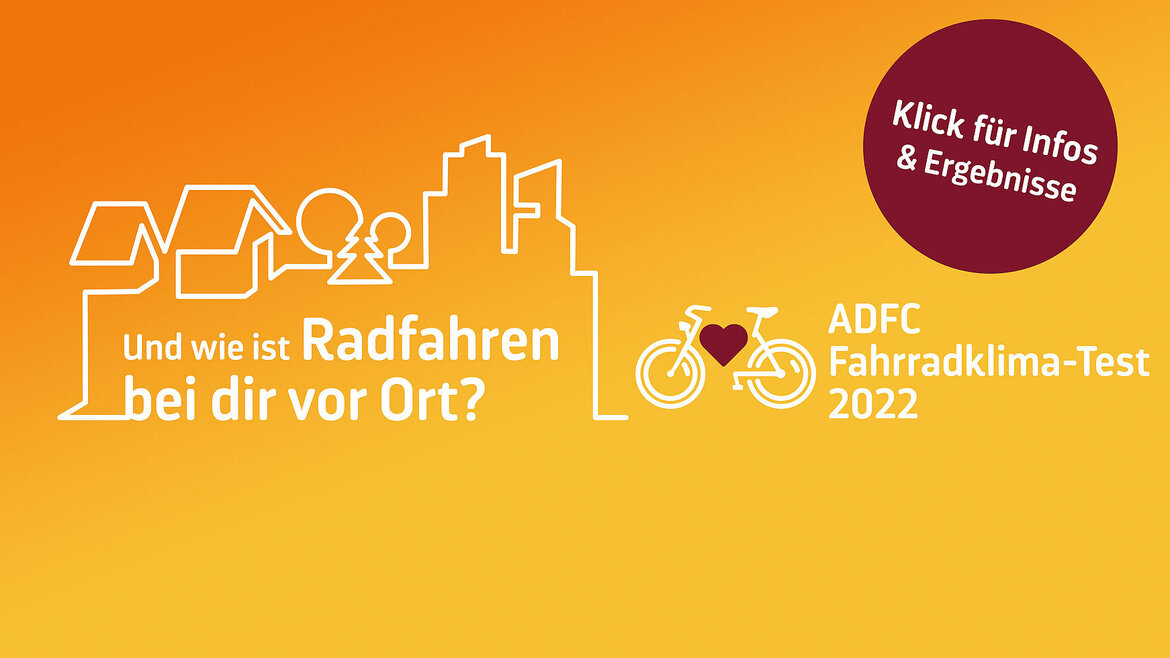 Logo und Grafik zum ADFC-Fahradklimatest 2022