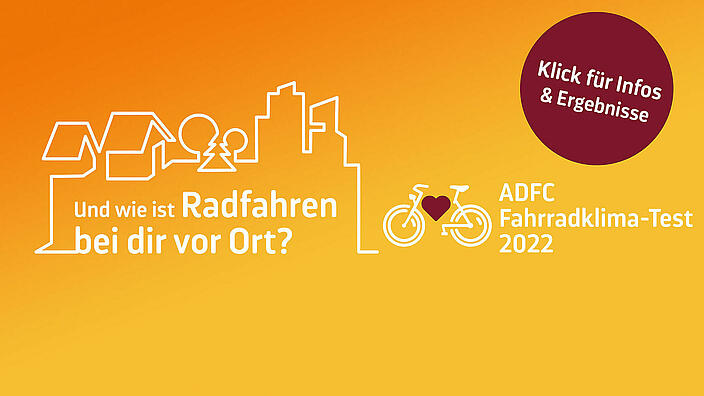 Logo und Grafik zum ADFC-Fahradklimatest 2022