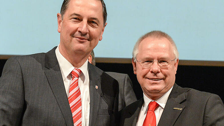 Peter Jung und Norbert Bude nach der Vorstandswahl 