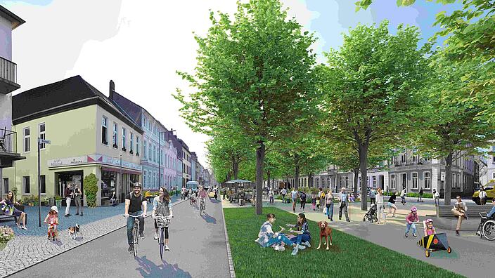Computeranimation zu Plänen für Innenstadtbereich der Stadt Krefeld